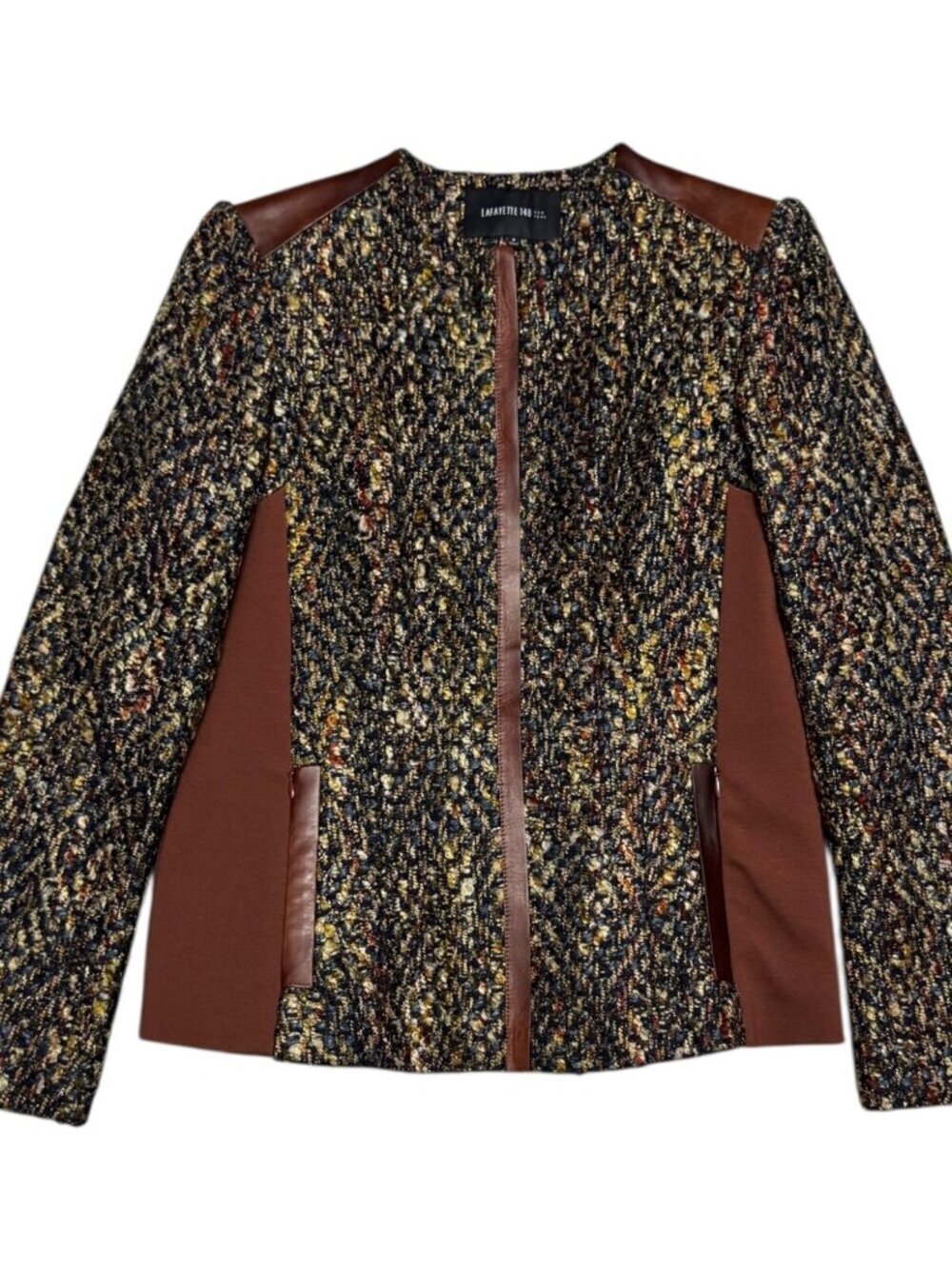 LAFAYETTE 148 Luxury Designer WOOL & LEATHER Business Casual Jacket Womens 6